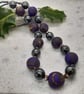 Dark purple and gold polymer clay necklace - Image 2