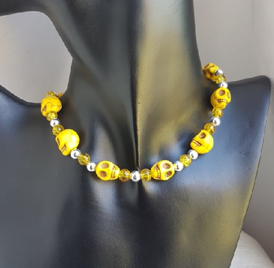 Gorgeous Yellow Skull Choker Necklace. - Folksy