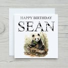 Personalised Panda Birthday Card. Design 7