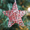 Set of Four Mini Scribble Star Christmas Decorations - Silver & Red