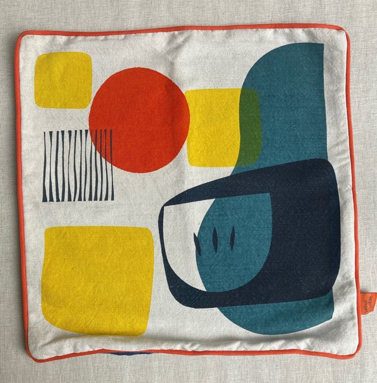 Perfectly Imperfect -COVER ONLY Hand printed Linen cushion Troubadour Design 4