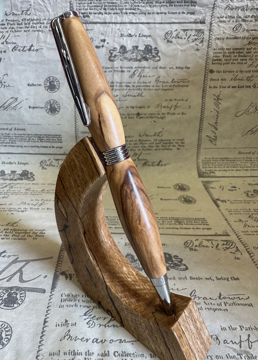 Olivewood & Chrome Ballpoint Pen