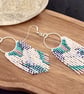 Beadwork hoop fringe earrings in in pale blue, pink and white - Image 7