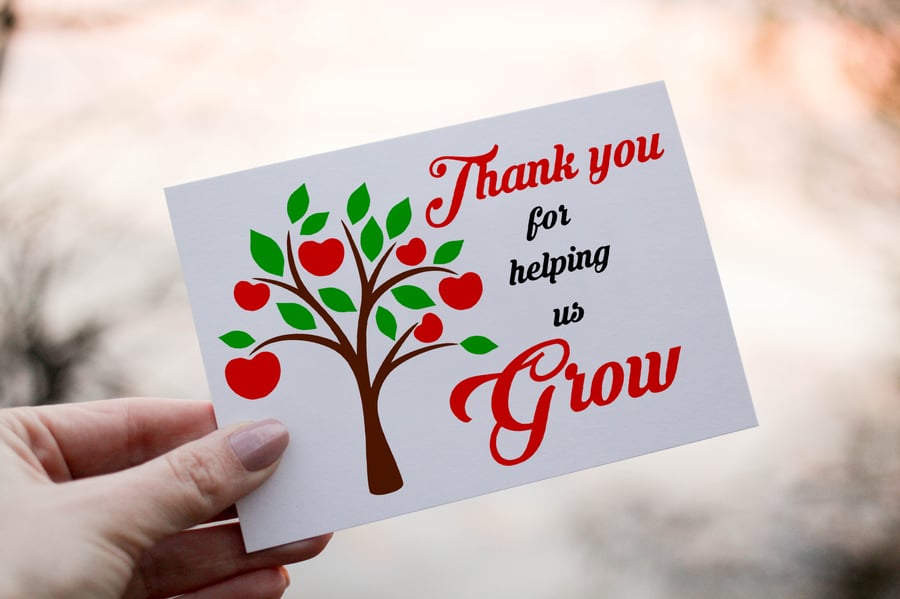 Thank You For Helping Us Grow Teacher Card, Best Teacher Card, Personalised Card