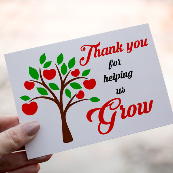 Thank You For Helping Us Grow Teacher Card, Best Teacher Card, Personalised Card