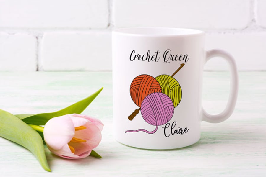 Personalised 'Crochet Queen' Coffee Mug - Funny Gift