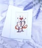 Wedding Cross Stitch Card, Hand Embroidered Anniversary Card, Champagne Glasses  - Image 7