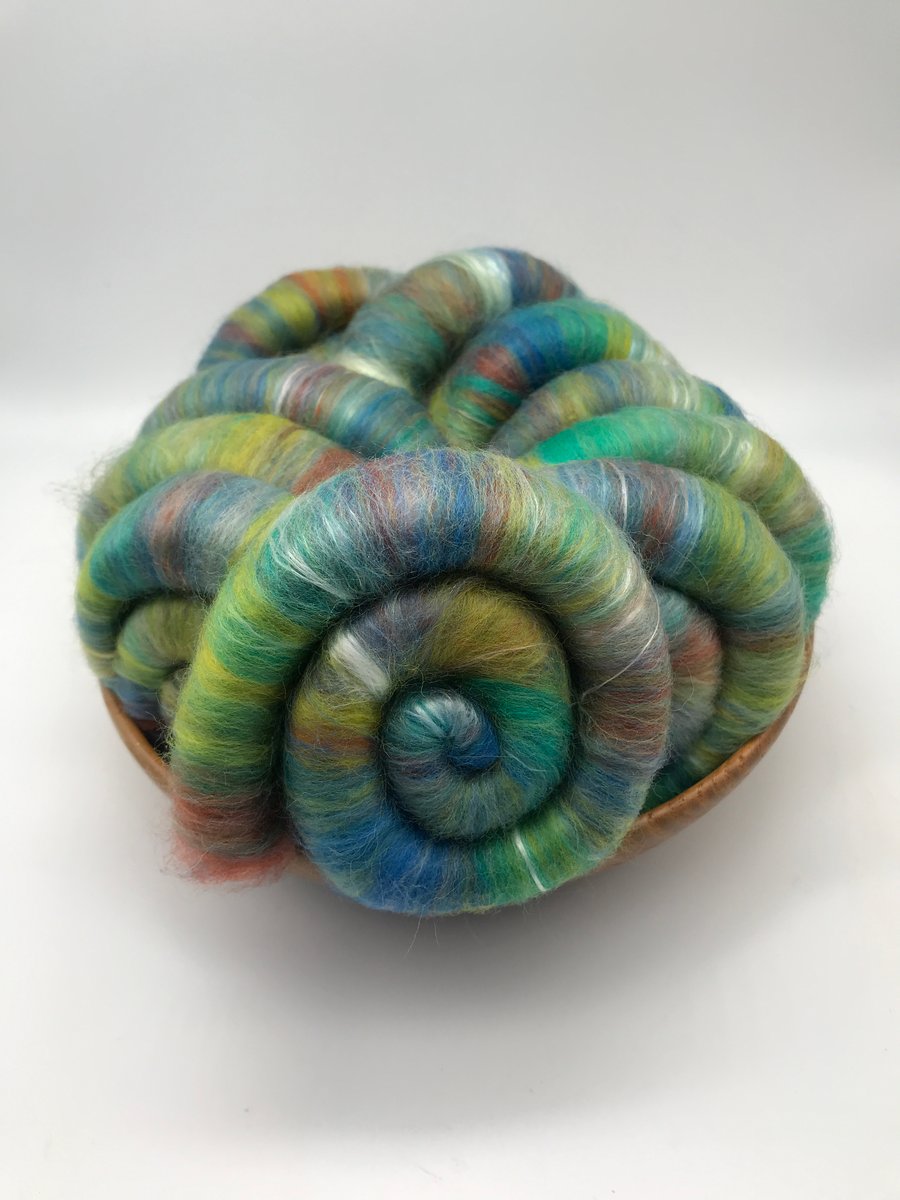 Countryside hand blended rolags Merino & Mulberry Silk - approx 100g