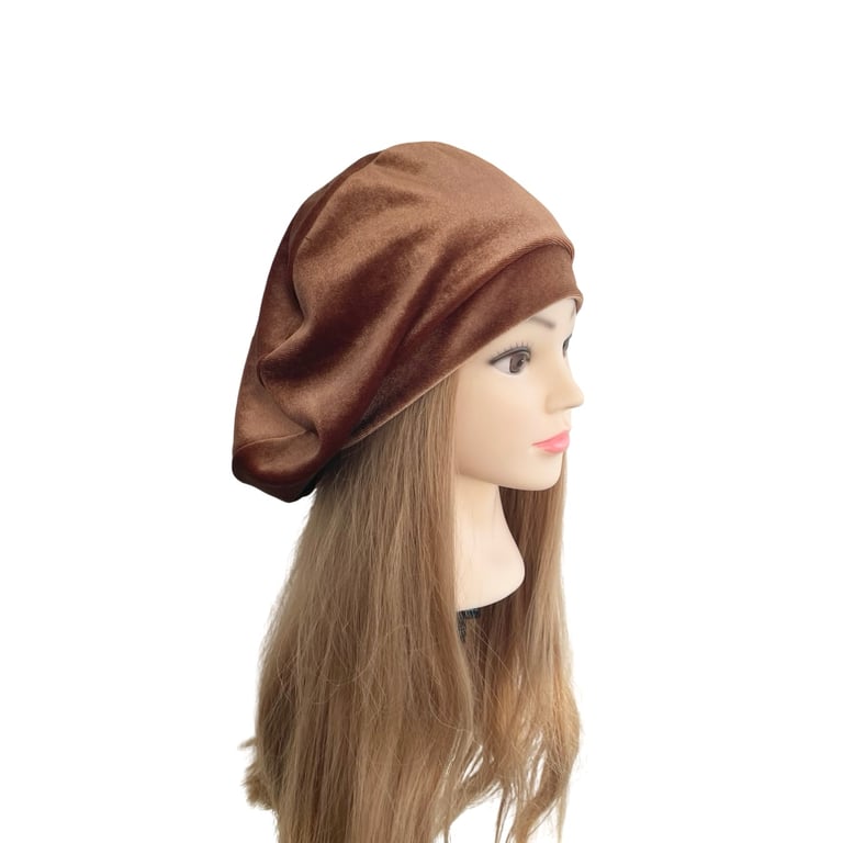 Taupe Brown Slouchy Beret Hat for Women Retro Style Headwear Hats Unique Hat