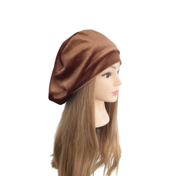 Taupe Brown Slouchy Beret Hat for Women Retro Style Headwear Hats Unique Hat