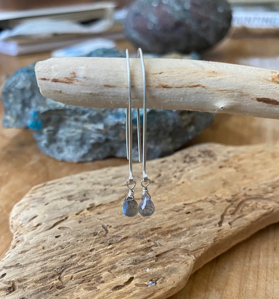 Labradorite Sterling silver drop earrings