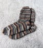 Brown and Grey Striped Socks, Warm Wool Socks, Hand Knitted Socks - Image 4