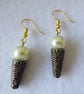 Mint & Chocolate Ice Cream Cone Earrings with gold plated ear-wires - Image 1