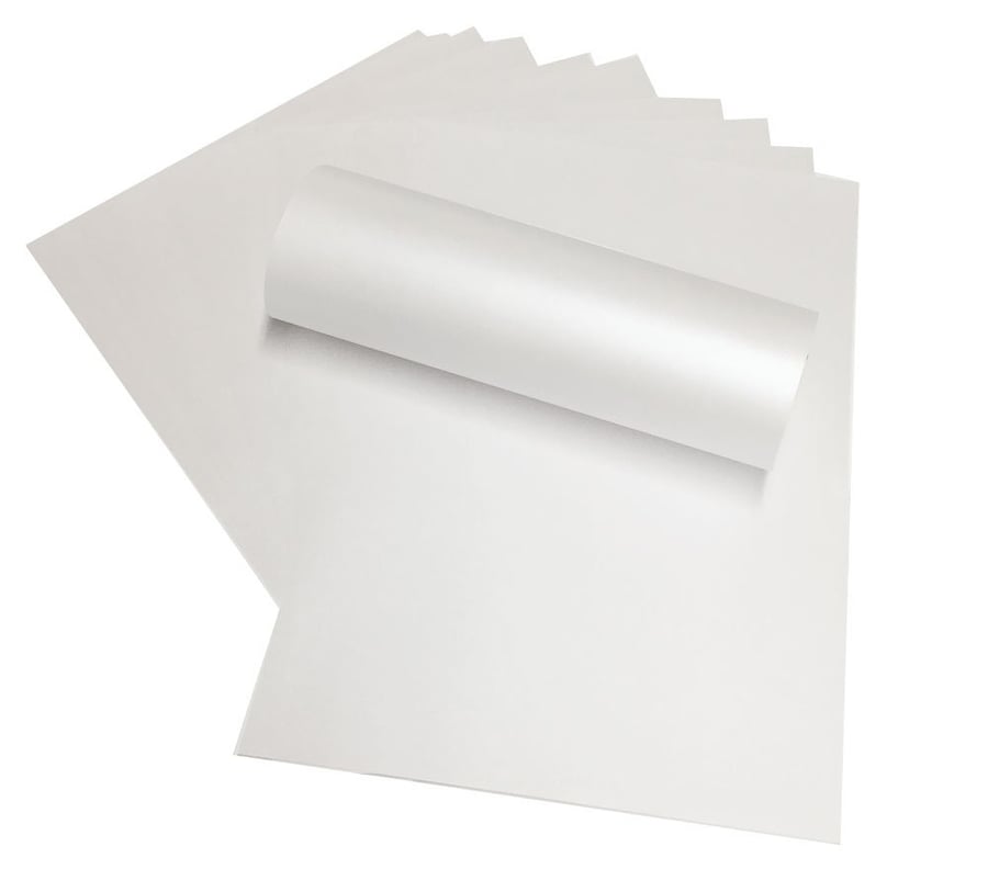 10 Sheets 12" x 12" Frost White Pearlescent Scrapbook Paper Decorative 120gsm Do