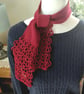 Crochet Lacy Waterfall Scarf in Dark Red Wool - Image 3