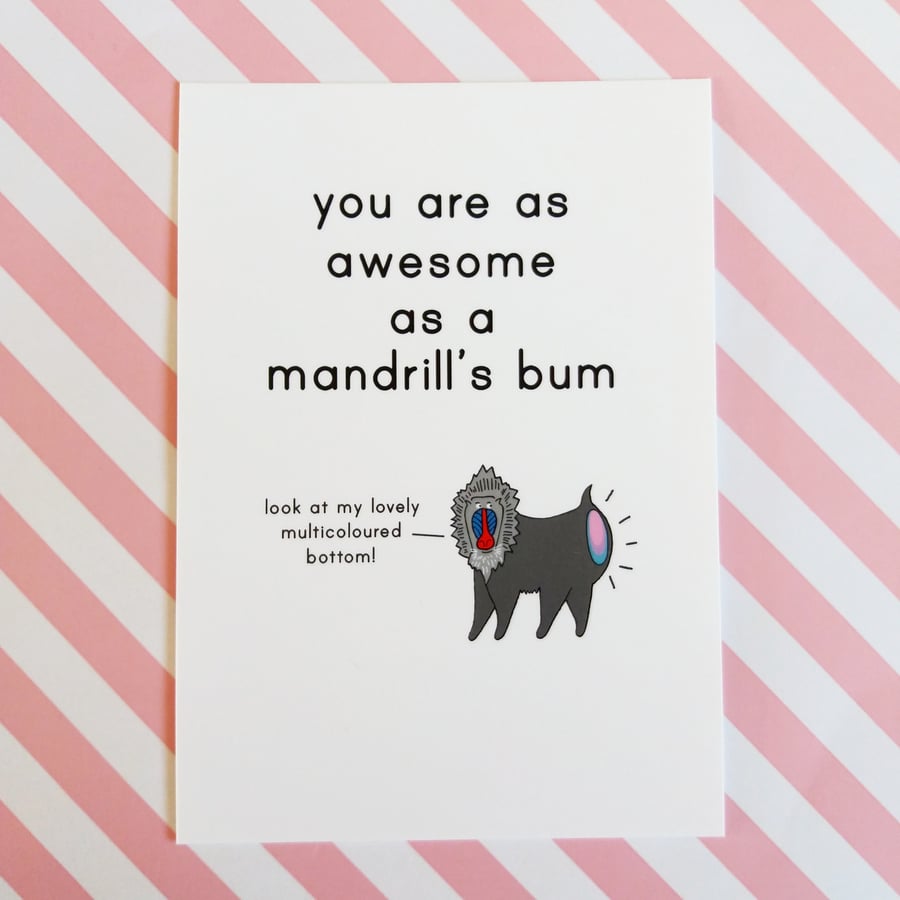 awesome mandrill A6 postcard & envelope, positivity, motivational