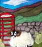 Yorkshire Dales Scene - Red Telephone Box and Sheep Needle felt picture