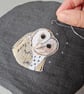 Handmade fabric Barn owl decorations, mini hoop hanging decoration, grey - Image 5