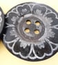 6cm Raised Edge  Dark Brown Patterned Large Wood  Buttons PETAL pattern - Image 3