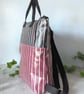 Backpack - Red and Grey Pinstripe Oilcloth Compact Backpack - Image 6