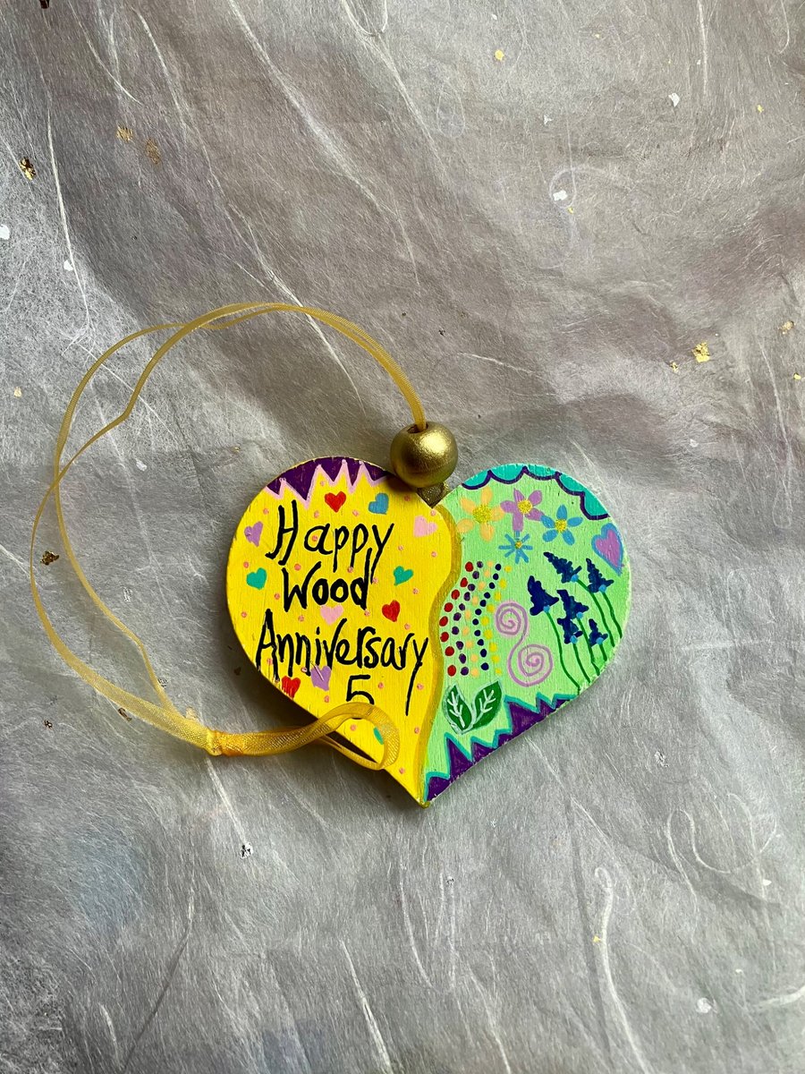 5th anniversary wooden heart