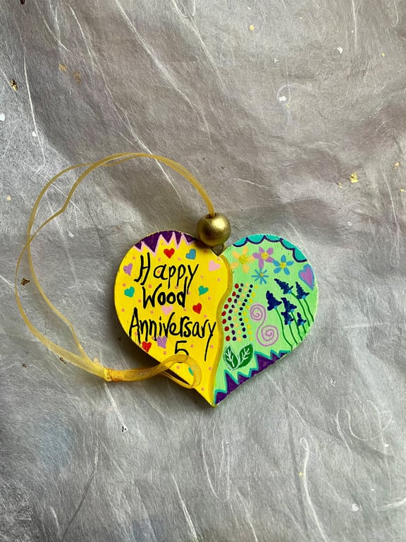 5th anniversary wooden heart