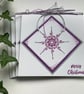 CHRISTMAS  CARDS ( pack of 4 )  Snowflake . Purple , silver. Scandi style. - Image 1