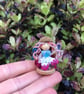Tiny Button Fairy Decoration With An Acorn Hat - Pink And Blue - Image 5