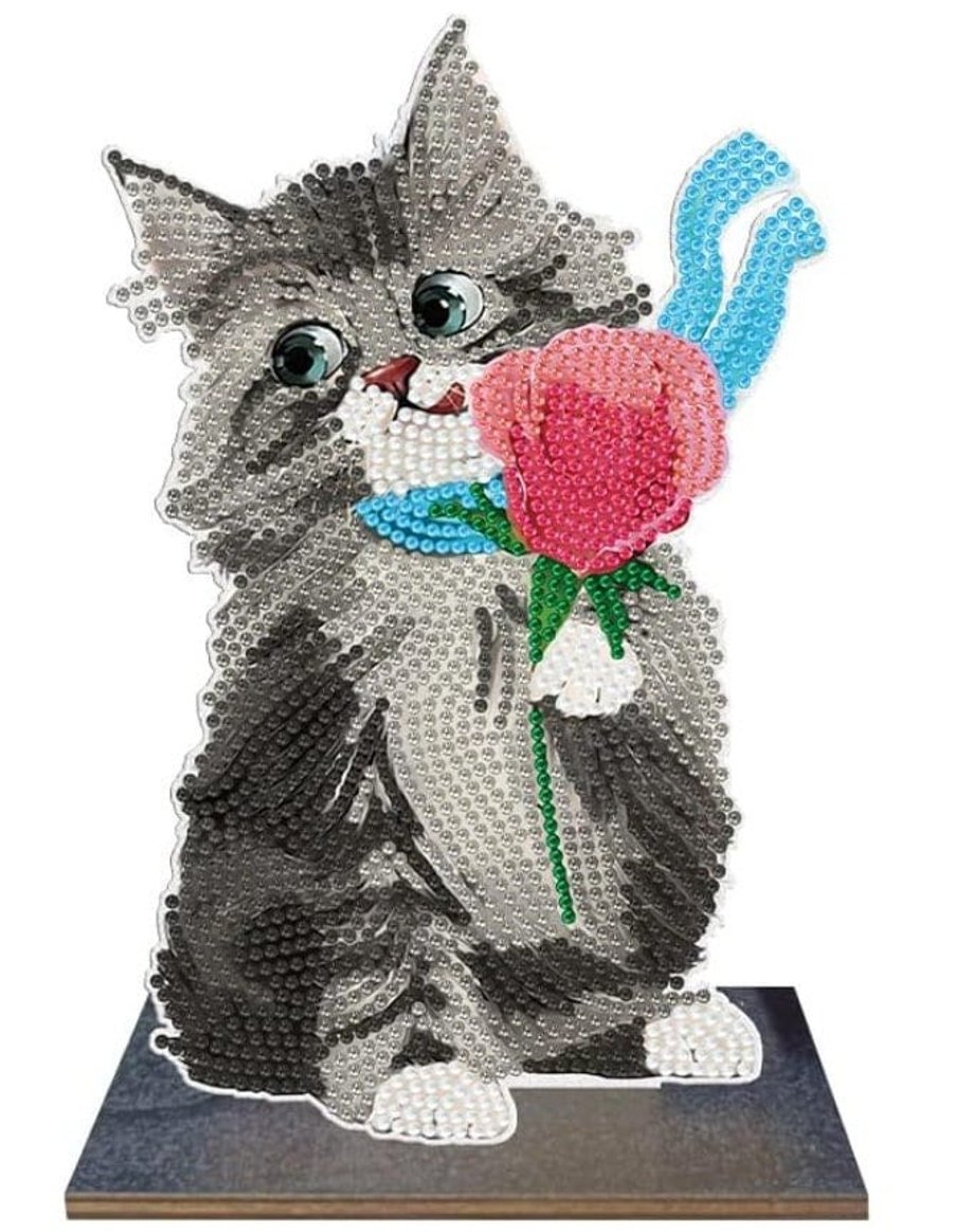 5D DIY Cute Kitten with Yarn Diamond Painting Kit Crystal Embroidery Rhinestone 