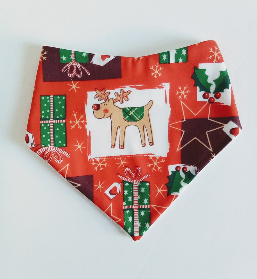  Christmas bandana bib, reindeer xmas bib, babies first Christmas, Bandana Bib, 