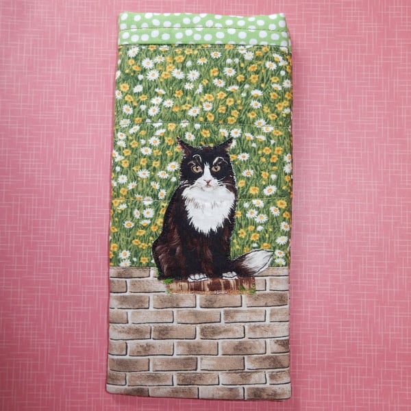 Glasses case - black and white cat on wall