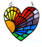 Sun Heart Suncatcher Stained Glass Rainbow Rays Handmade 009 - Image 2