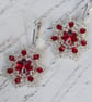 Red and Silver Beaded Crystal Earrings - Image 1