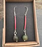   Red and Green  Long Dangle Christmas Earrings - Image 5