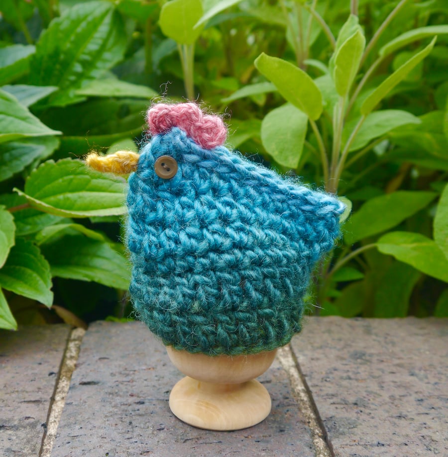 Turquoise Chicken Egg Cosy, Easter Decoration