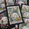 fungi skull - original aceo illustration