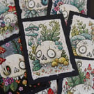 fungi skull - original aceo illustration