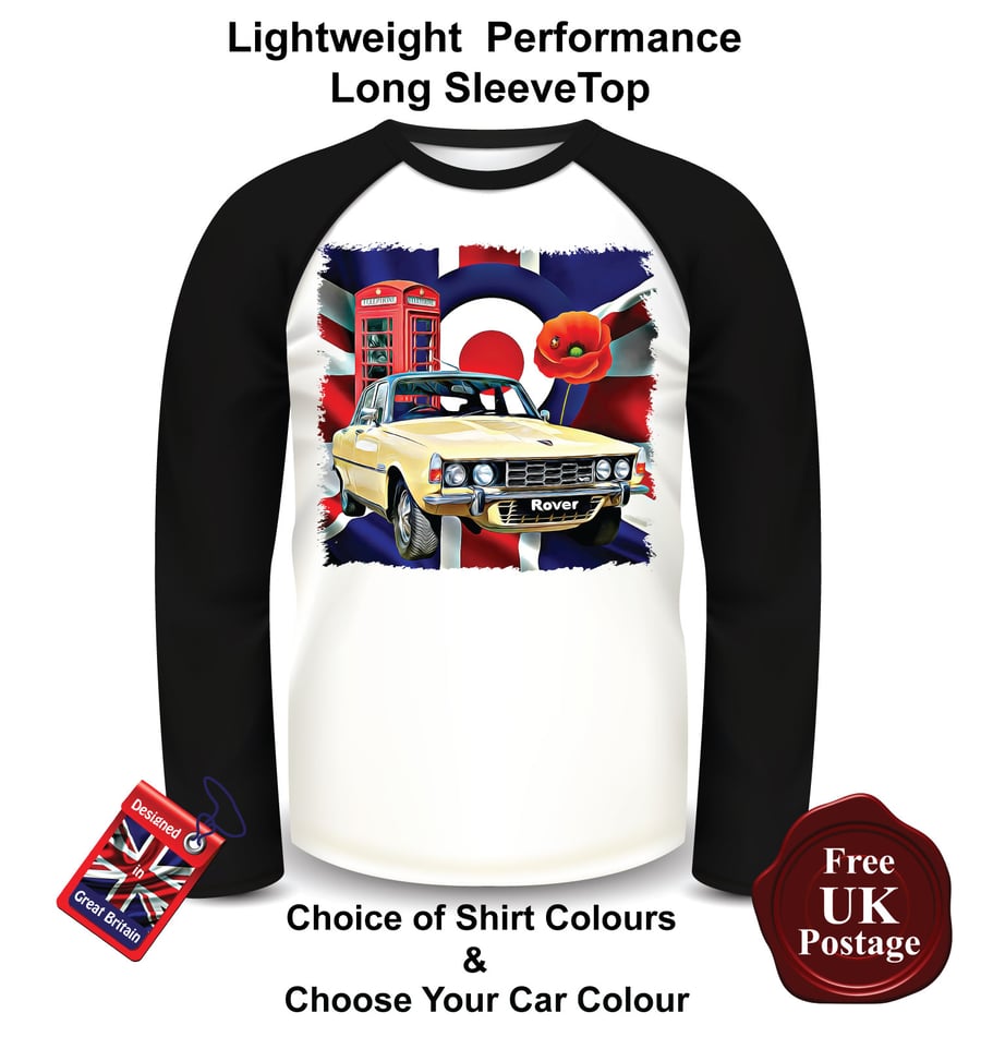 Rover P6 Long Sleeve T Shirt, Rover P6 Top, Mens T Shirts,
