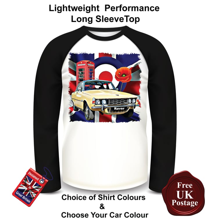 Rover P6 Long Sleeve T Shirt, Rover P6 Top, Mens T Shirts,