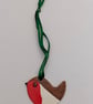 Clay robin Christmas tree decoration,  garden bird Christmas decor  - Image 4
