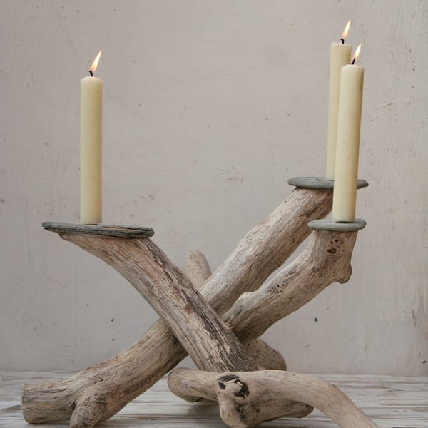 Driftwood Candle holder,Driftwood Candelabra,Driftwood candle stand,Table centre