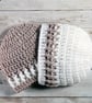 Crochet Baby Hat in Neutral Beige and Cream, Shower, Christening Gift, 