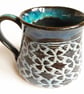 Mug - Hand Thrown Stoneware Ceramic Blue Glazed Mug  - Image 2