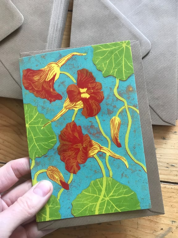 Nasturtium greeting card