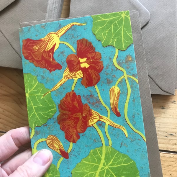 Nasturtium greeting card