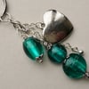 Teal Blue and Heart Keyring   KCJ946