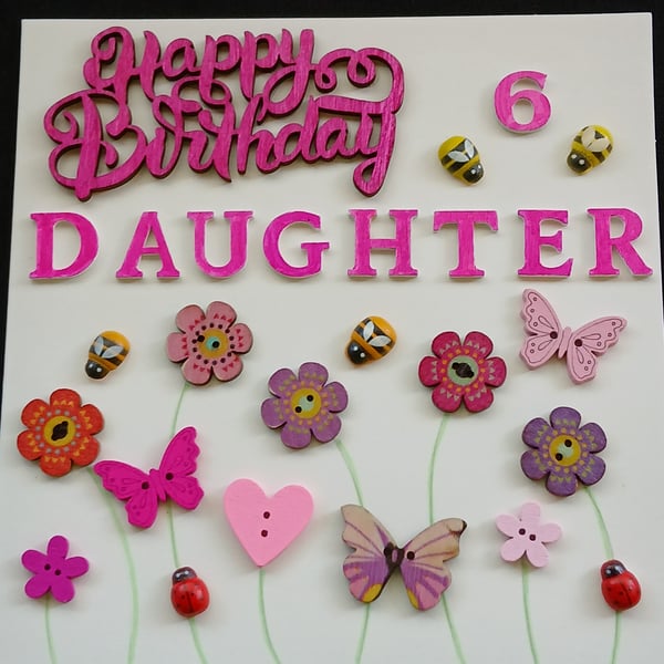 Handmade, Daughter 6th birthday card