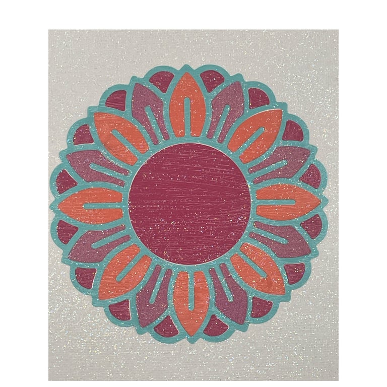 Green, Turquoise & Orange Glitter Mandala Wall Art
