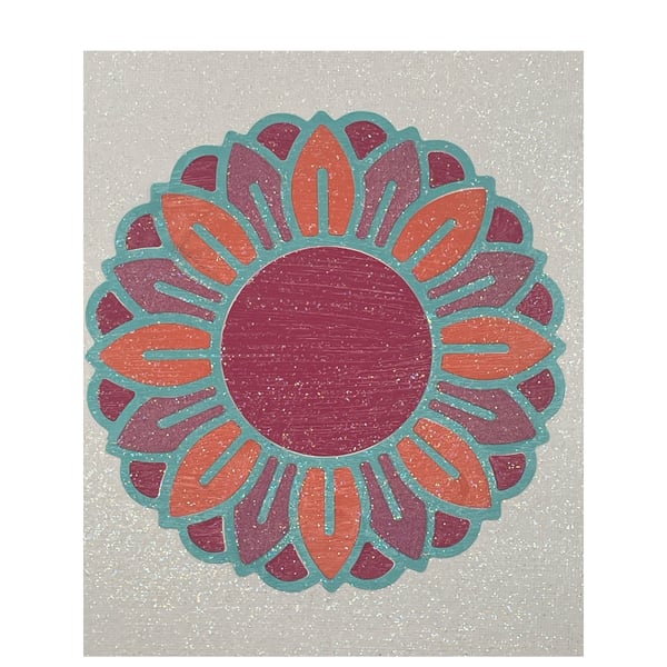 Green, Turquoise & Orange Glitter Mandala Wall Art