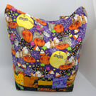 Halloween Trick or Treat Bag, Handmade Cotton Tote, Pumpkin Ghost Bag